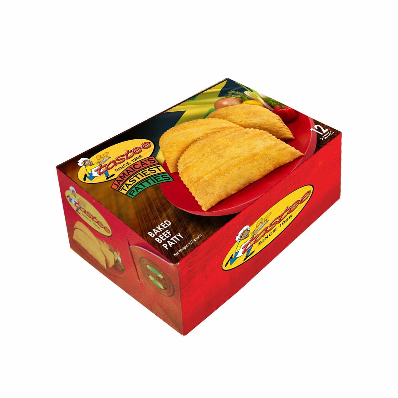 Jamaican Style Beefy Cheese Patties, 12/2 Packs Baked