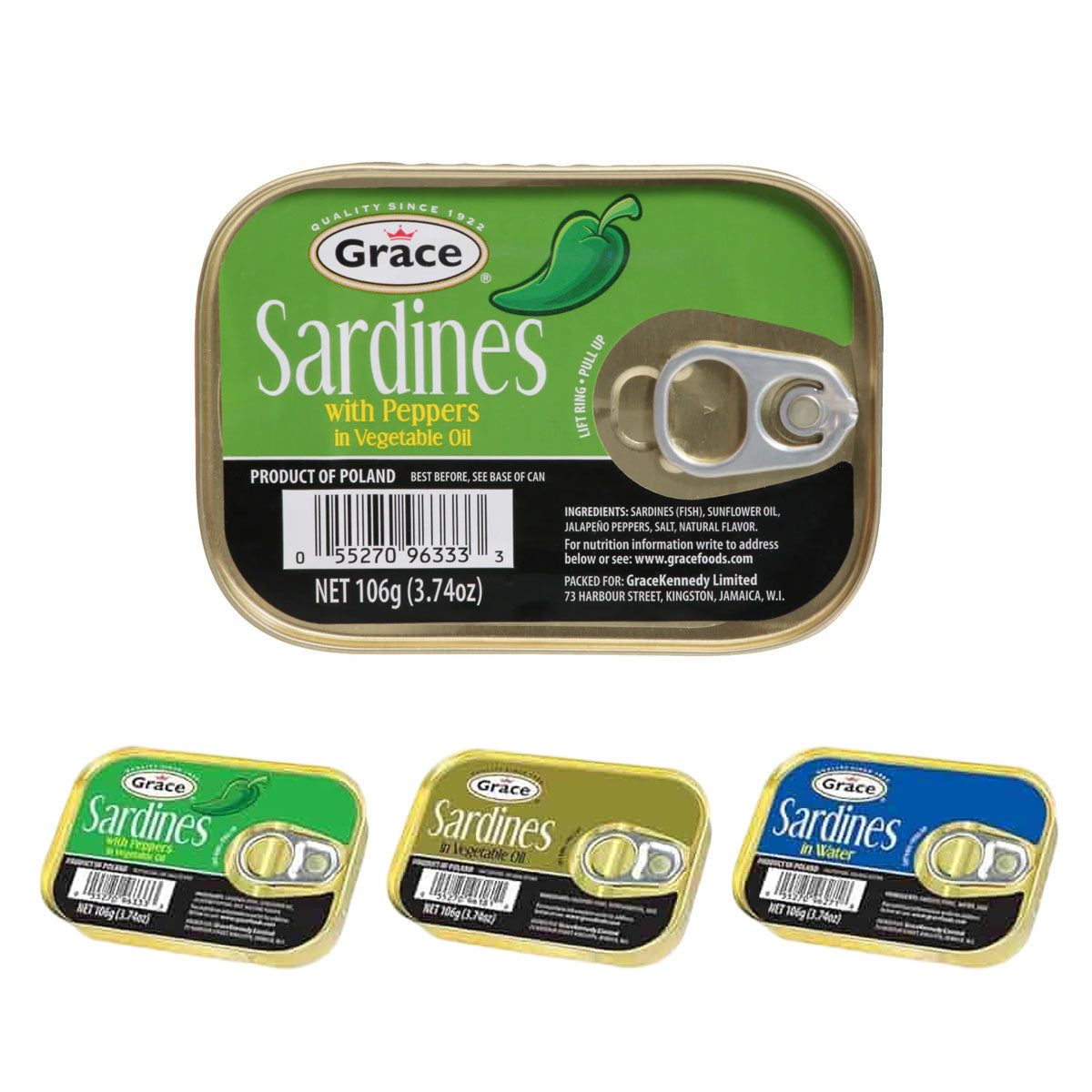Grace Sardines In Vegetable Oil 106g Sets Of 3