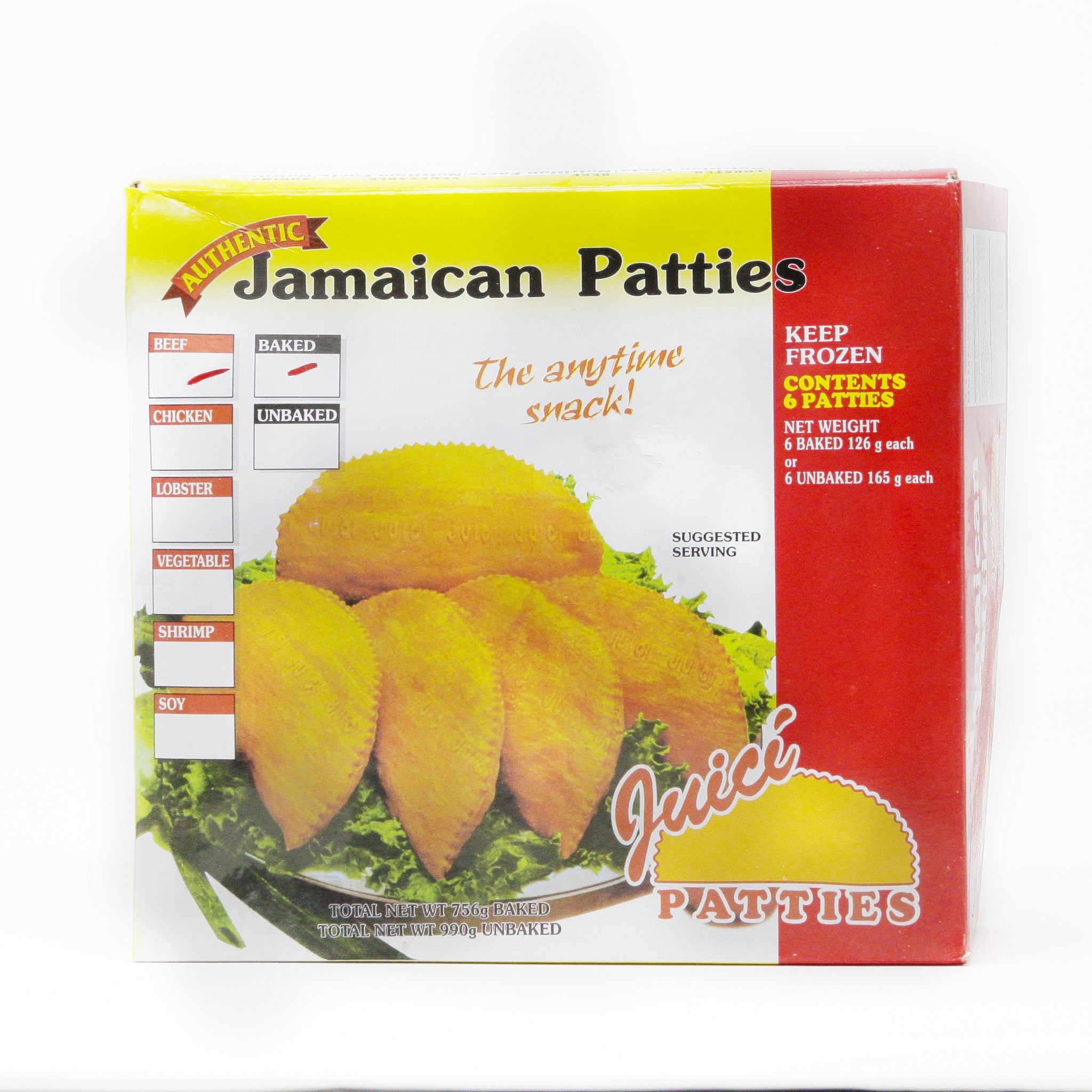 Juici Jamaican Patty Box of Six (6) (Must Be Ship FedEx Priority Only)